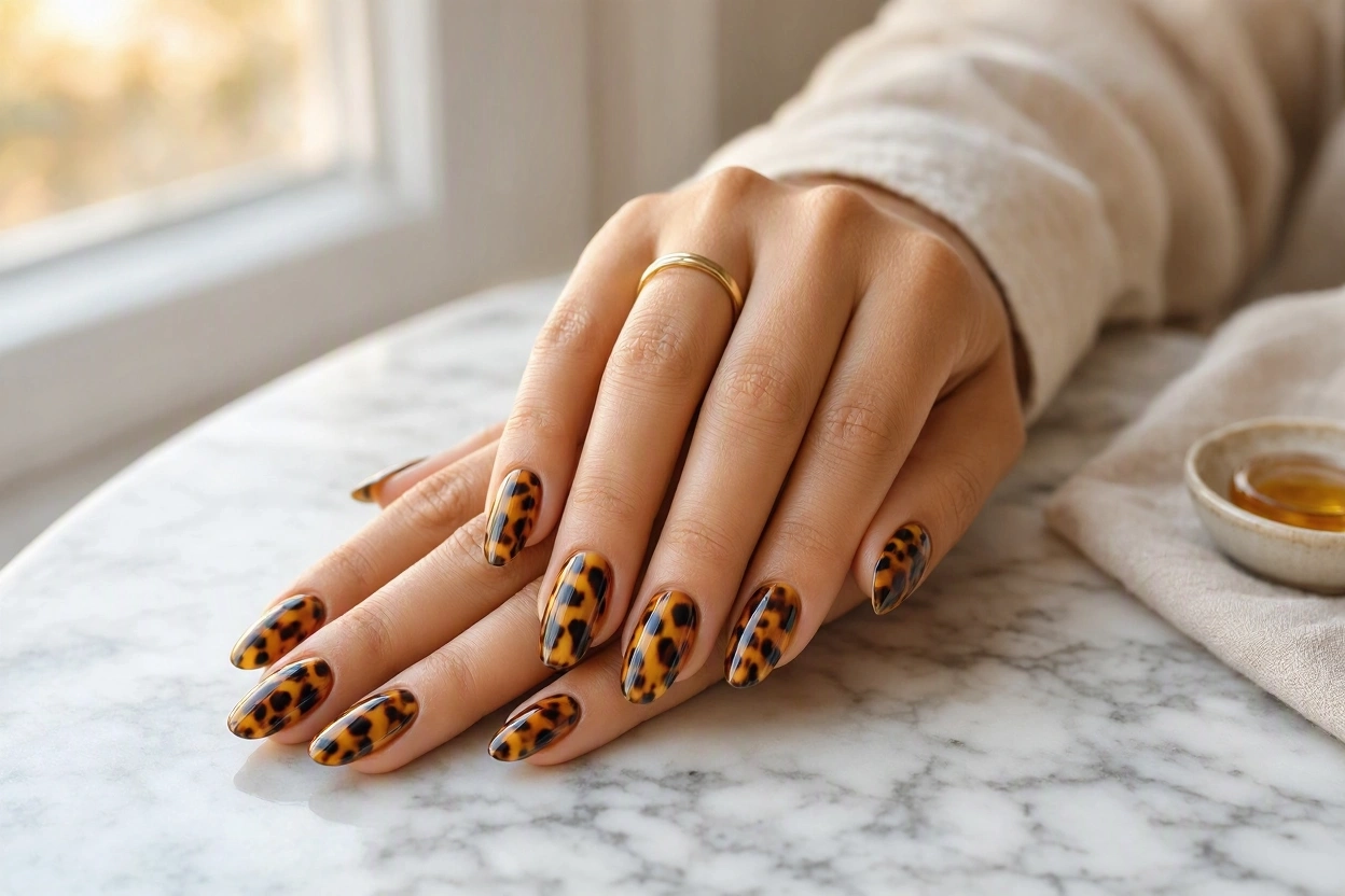 Top 10 Hottest Thanksgiving Nail Art Designs To Try 9 Tortoiseshell Nails Top 10 Hottest Thanksgiving Nail Art Designs To Try - 9