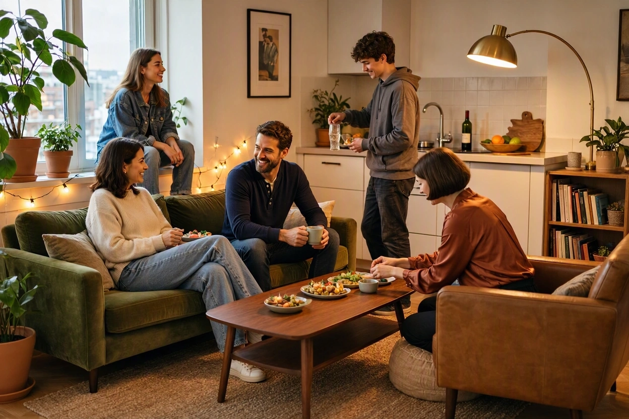 15 Creative Ideas for Hosting Party in Small Spaces 3 Create a Cozy Living Room Lounge Party 15 Creative Ideas for Hosting Party in Small Spaces - 3