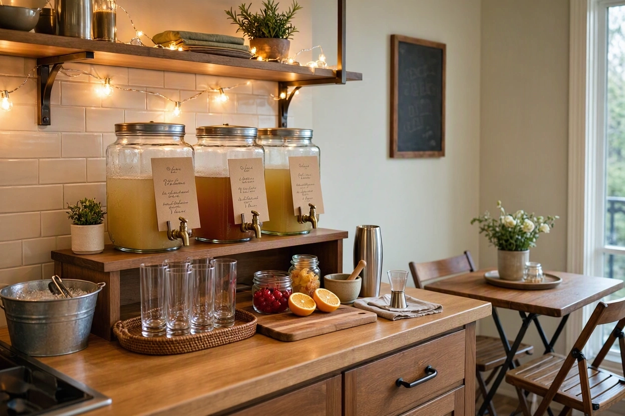 15 Creative Ideas for Hosting Party in Small Spaces 6 Create a Self Serve Mocktail Bar 15 Creative Ideas for Hosting Party in Small Spaces - 6