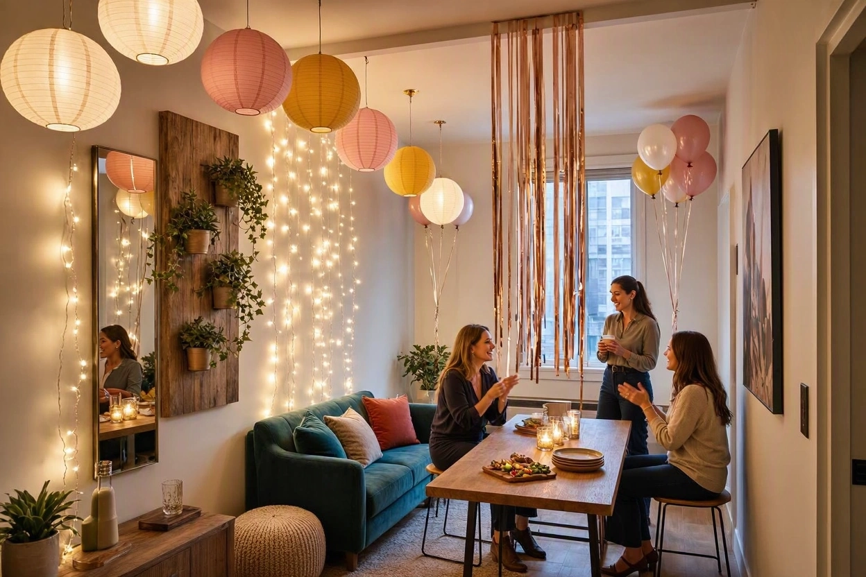 15 Creative Ideas for Hosting Party in Small Spaces 9 Decorate Vertically With Hanging Decorations 15 Creative Ideas for Hosting Party in Small Spaces - 9