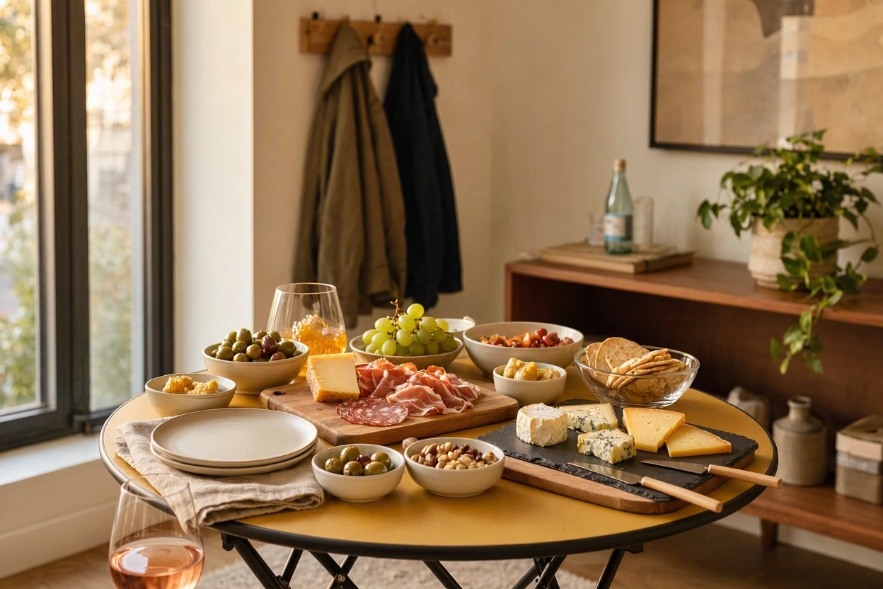15 Creative Ideas for Hosting Party in Small Spaces 5 Set Up a Mini Grazing Table for Easy Party Food 15 Creative Ideas for Hosting Party in Small Spaces - 5