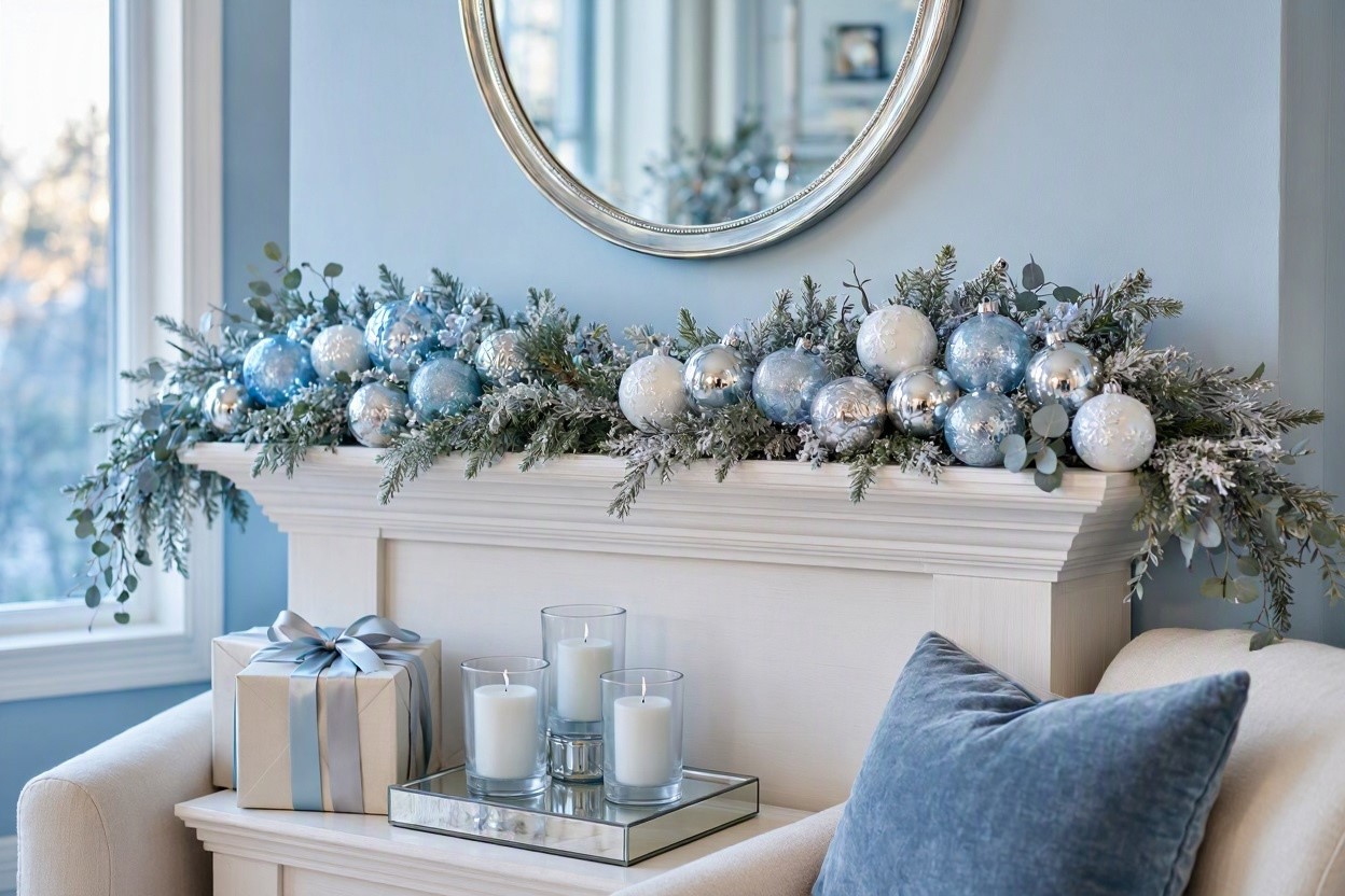 Top 10 Christmas Decoration Ideas & Trends 5 Icy Blue Silver and White Winter Wonderland Decor Top 10 Christmas Decoration Ideas & Trends - 5