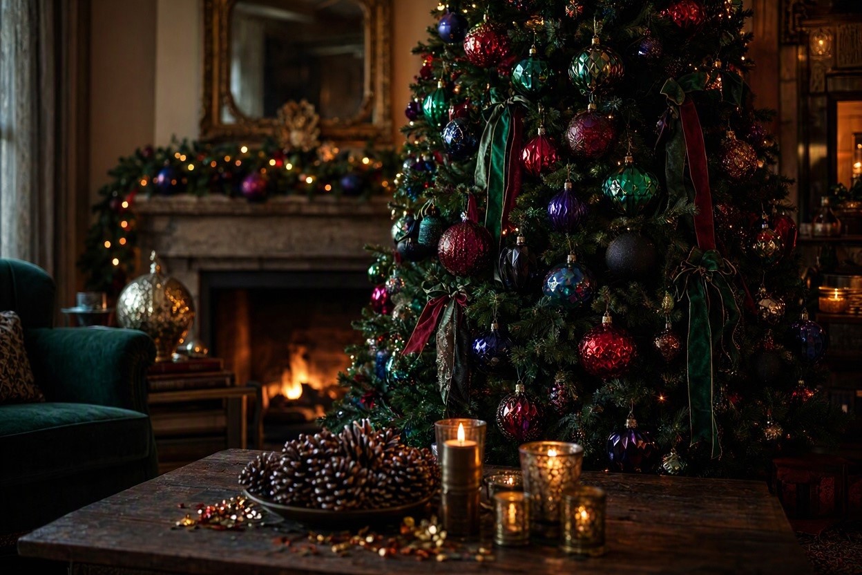 Top 10 Christmas Decoration Ideas & Trends 9 Moody Christmas Decor with Jewel Tones and Dramatic Colors Top 10 Christmas Decoration Ideas & Trends - 9