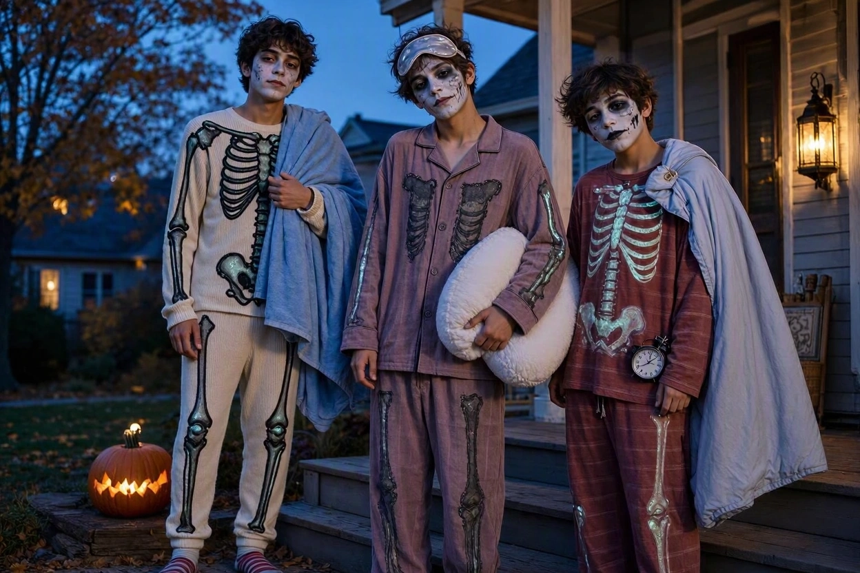 16 Funny & Scary Halloween Costumes for Teenagers 10 Skeleton Who Came Straight From Bed 16 Funny & Scary Halloween Costumes for Teenagers - 10