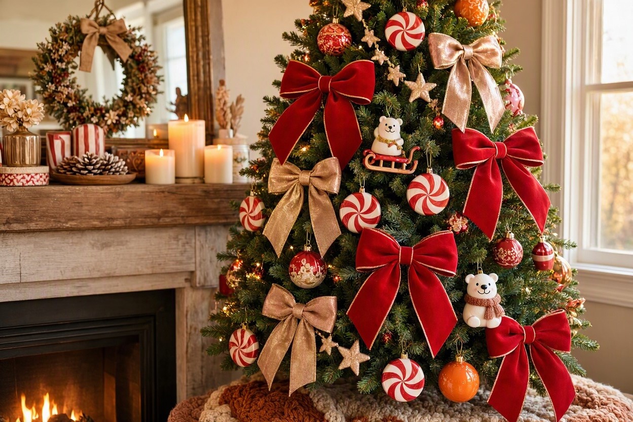 Top 10 Christmas Decoration Ideas & Trends 6 Whimsical Christmas Decor with Oversized Bows and Playful Ornaments Top 10 Christmas Decoration Ideas & Trends - 6