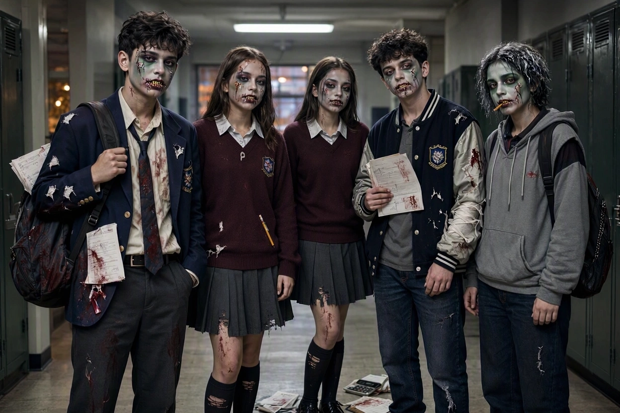 16 Funny & Scary Halloween Costumes for Teenagers 4 Zombie Student Who Hates Homework 16 Funny & Scary Halloween Costumes for Teenagers - 4