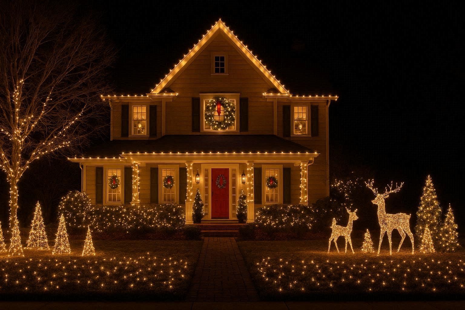 19 Adorable Outdoor Christmas Decoration Ideas 4 Classic Christmas Light Display Creating a Magical Home Glow 19 Adorable Outdoor Christmas Decoration Ideas - 4