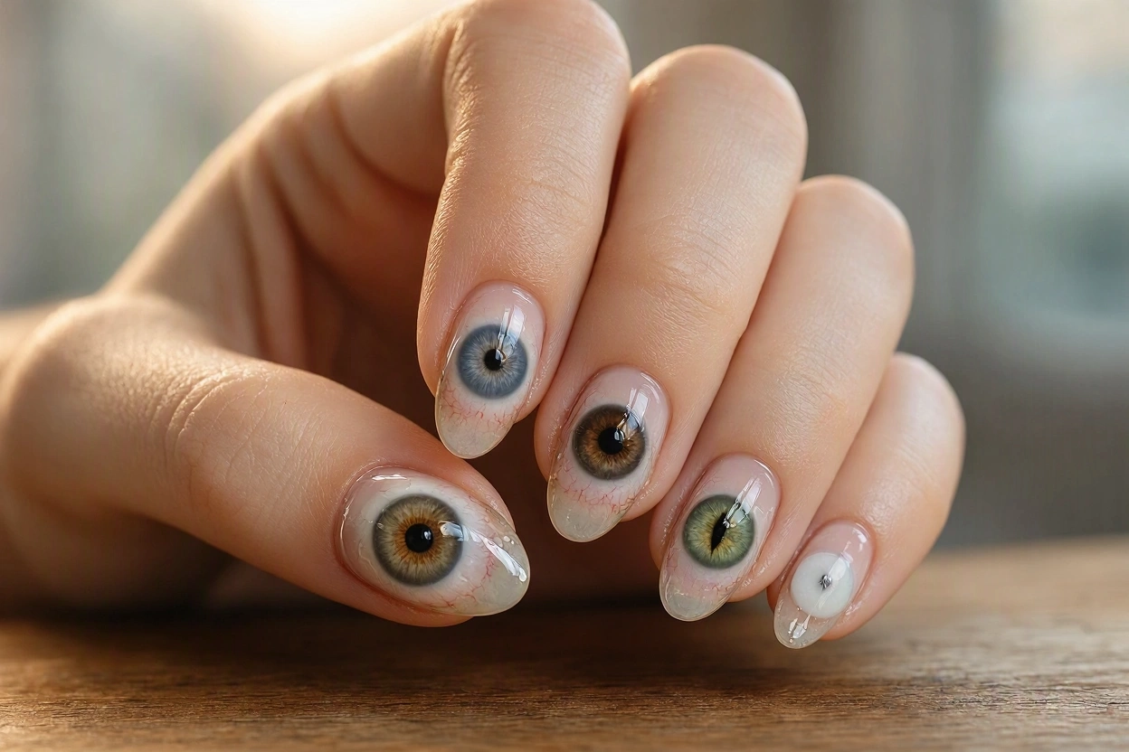 15 Seriously Spooky Halloween Nail Art Ideas 9 Creepy Eyeball Nails for a Disturbingly Realistic Look 15 Seriously Spooky Halloween Nail Art Ideas - 9