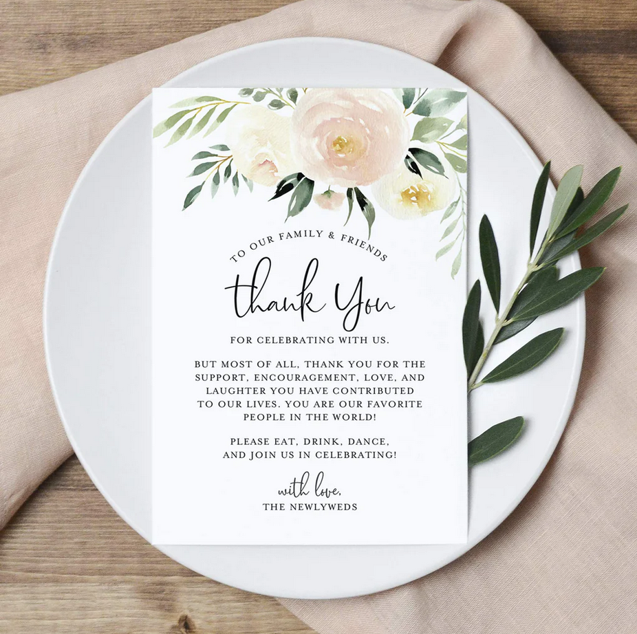 Thank You Card Should Align with Your Wedding Theme