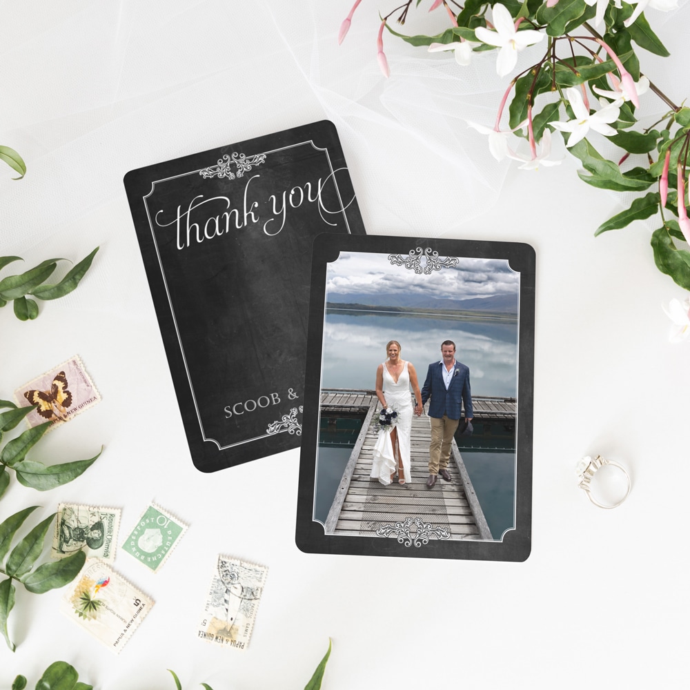Wedding Thank You Card with Rounded Corners