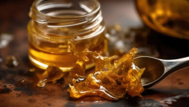 cannabis golden resin wax and dab stick Generative AI.