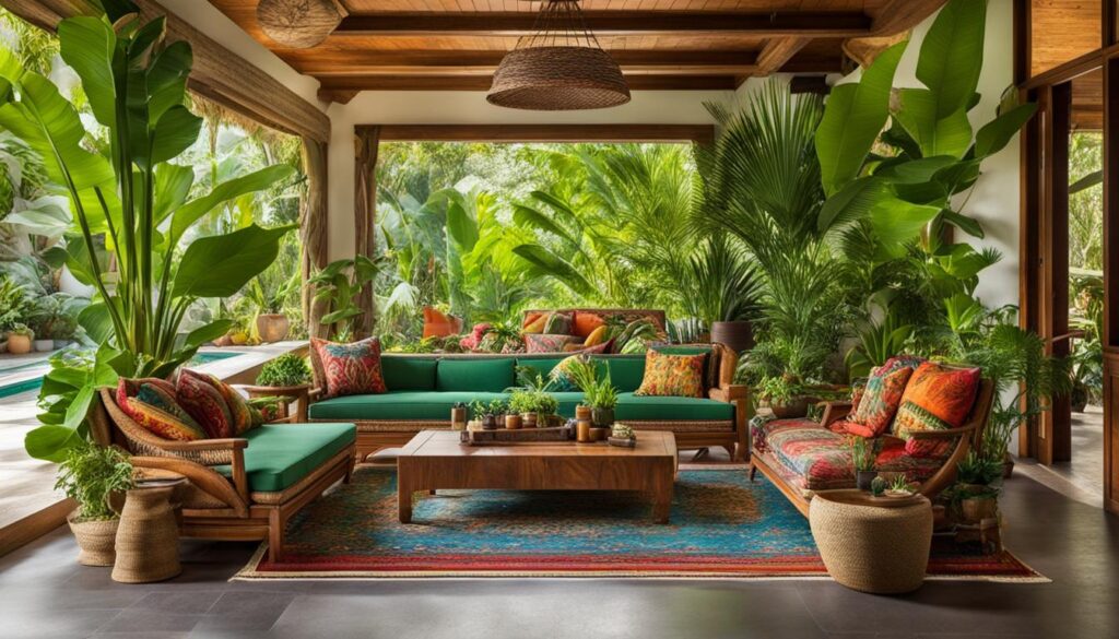 tropical plants in Mexican decor