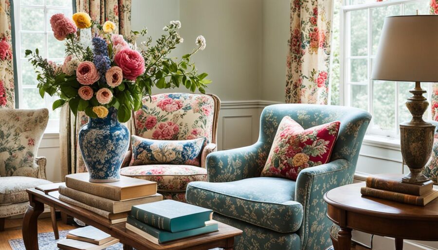 floral chintz and antique fabrics