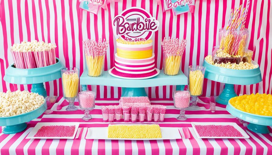 Barbie-themed food and drink station Barbie-themed food and drink station