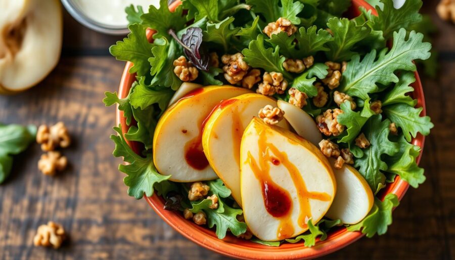 Arugula, pear, and walnut salad Arugula, pear, and walnut salad