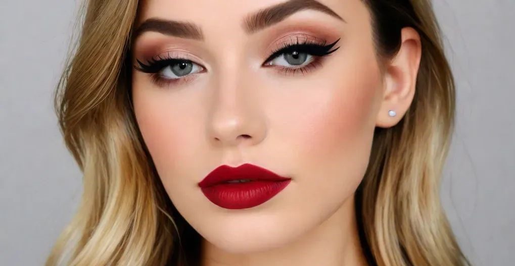 Classic Red Lips and Winged Eyeliner 7 Stunning Valentine's Day Makeup Looks for 2025 - 7