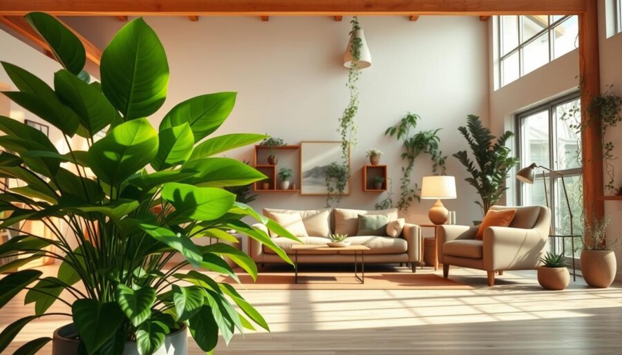 Biophilic Living Room Design with Indoor Plants Biophilic Living Room Design with Indoor Plants