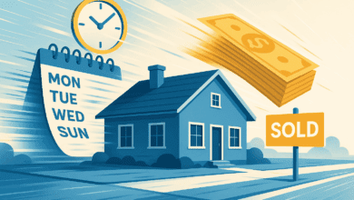 Did You Know You Can Sell Your House in 7 Days? Here’s How It Works 37 house quickly transforming into cash over a 7-day calendar, symbolizing fast home sales.