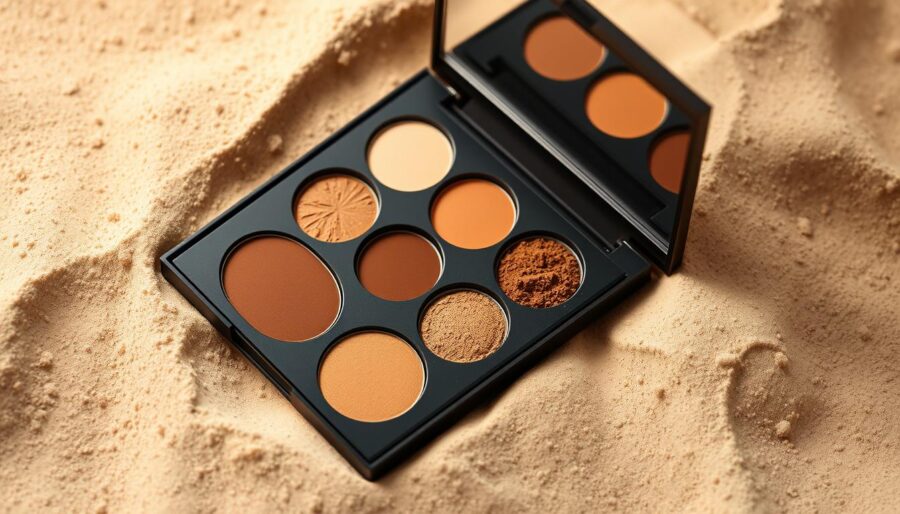Earthy Eyeshadow Palette with Soft Sand and Clay Tones Earthy Eyeshadow Palette with Soft Sand and Clay Tones