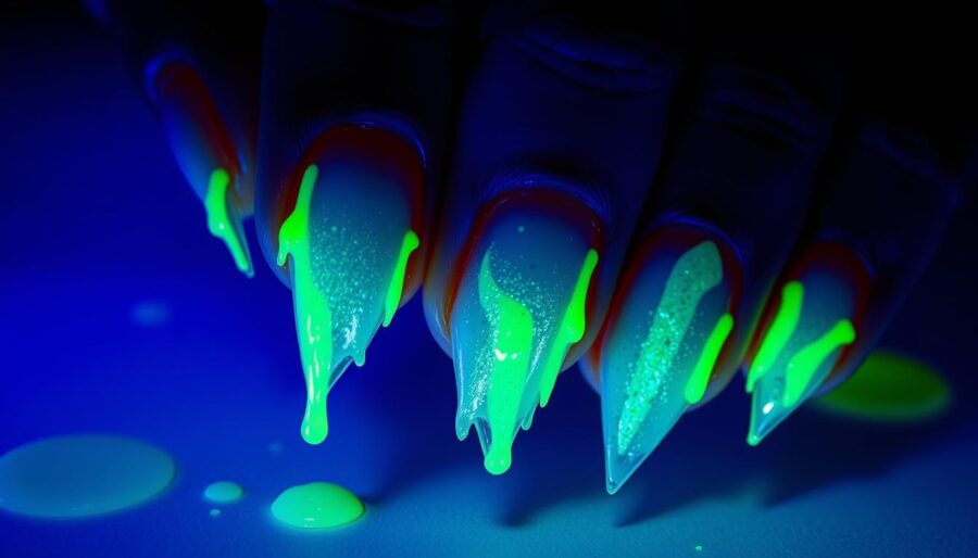 Glow-in-the-Dark Halloween Nail Art Glow-in-the-Dark Halloween Nail Art