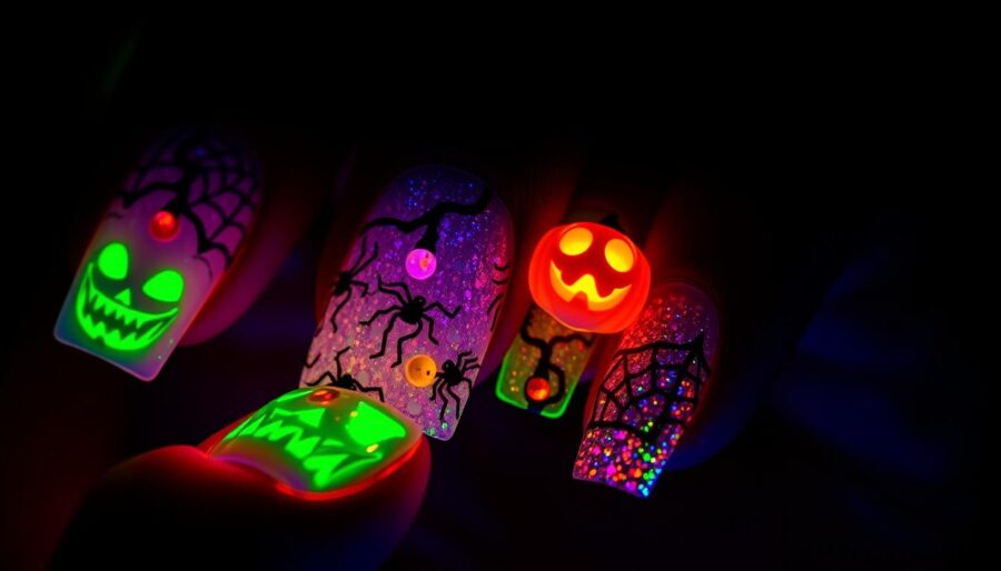 Halloween Glow in the Dark Nail Art Halloween Glow in the Dark Nail Art