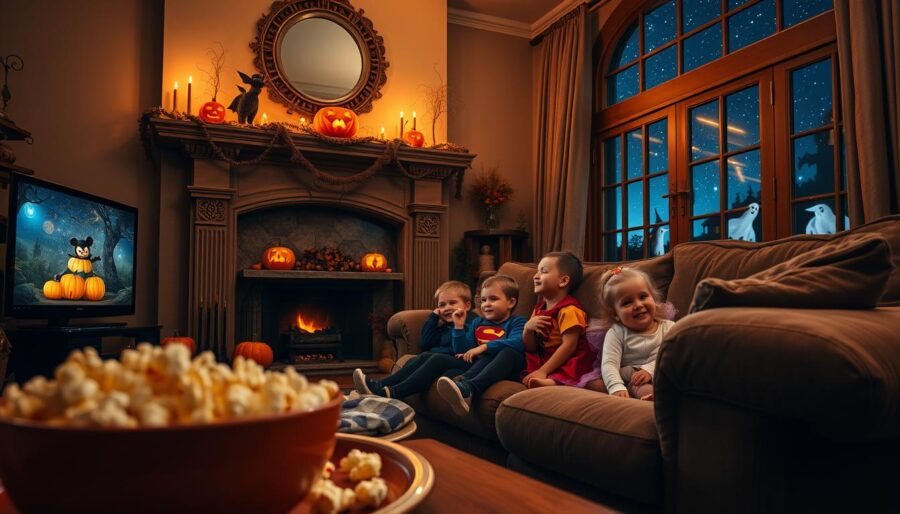 Halloween movie night with family