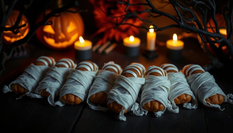 Mummy Hot Dogs Halloween Appetizer