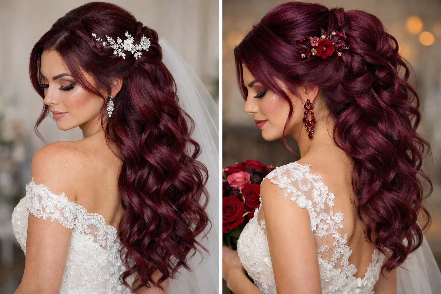 2026 Wedding Hair Color Trends: Chic & Stunning Shades for Your Big Day 8 Deep Burgundy Plum Red 2026 Wedding Hair Color Trends: Chic & Stunning Shades for Your Big Day - 8 2026 Wedding Hair Color Trends