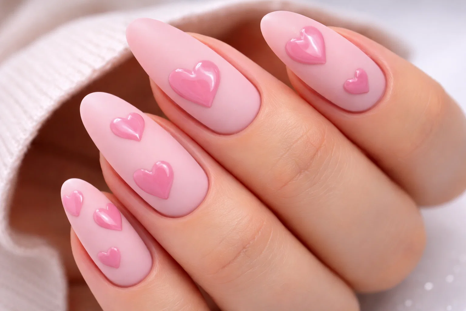 Best Romantic Valentine’s Day Nail Designs: Trendy Ideas for 2026 9 Matte Pink with Glossy Hearts Best Romantic Valentine’s Day Nail Designs: Trendy Ideas for 2026 - 9 Best Romantic Valentine’s Day Nail Designs