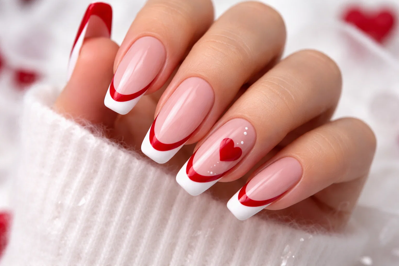 Best Romantic Valentine’s Day Nail Designs: Trendy Ideas for 2026 7 Red White French Tips Best Romantic Valentine’s Day Nail Designs: Trendy Ideas for 2026 - 7 Best Romantic Valentine’s Day Nail Designs
