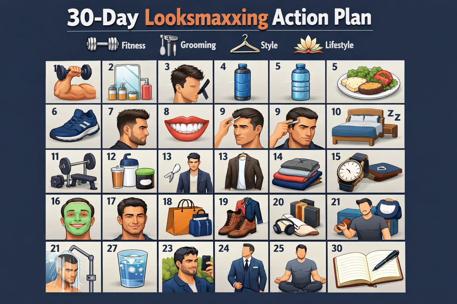 Looksmaxing 101: The Ultimate Guide to Becoming Your Most Attractive Self 6 30 Day Looksmaxxing Action Plan Looksmaxing 101: The Ultimate Guide to Becoming Your Most Attractive Self - 6 Looksmaxing 101