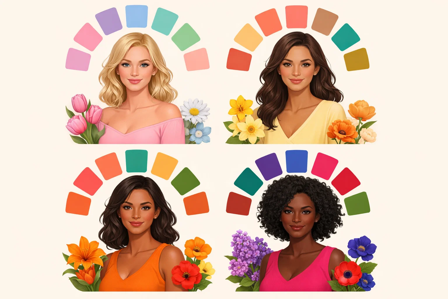 Best Spring Color Palettes That Flatter Every Skin Tone 6 How to Choose Spring Colors Based on Your Skin Tone Best Spring Color Palettes That Flatter Every Skin Tone - 6 Best Spring Color Palettes