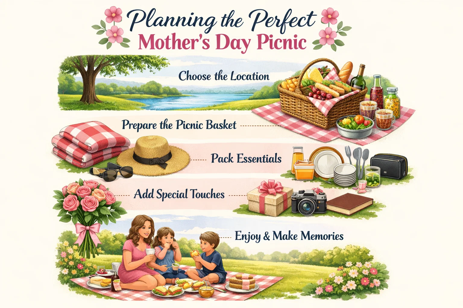 Planning the Perfect Mothers Day Picnic Step by Step Guide Stunning Mother’s Day Picnic Ideas to Make Her Day Unforgettable - 4 Stunning Mother’s Day Picnic Ideas