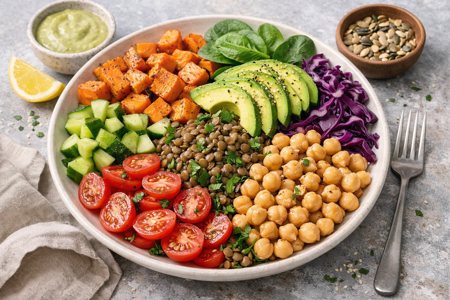 Eat More Protein the Easy Way: 8 Healthy Recipes That Actually Taste Amazing 9 Lentil Chickpea Protein Power Salad Plant Based Eat More Protein the Easy Way: 8 Healthy Recipes That Actually Taste Amazing - 9 Healthy Recipes