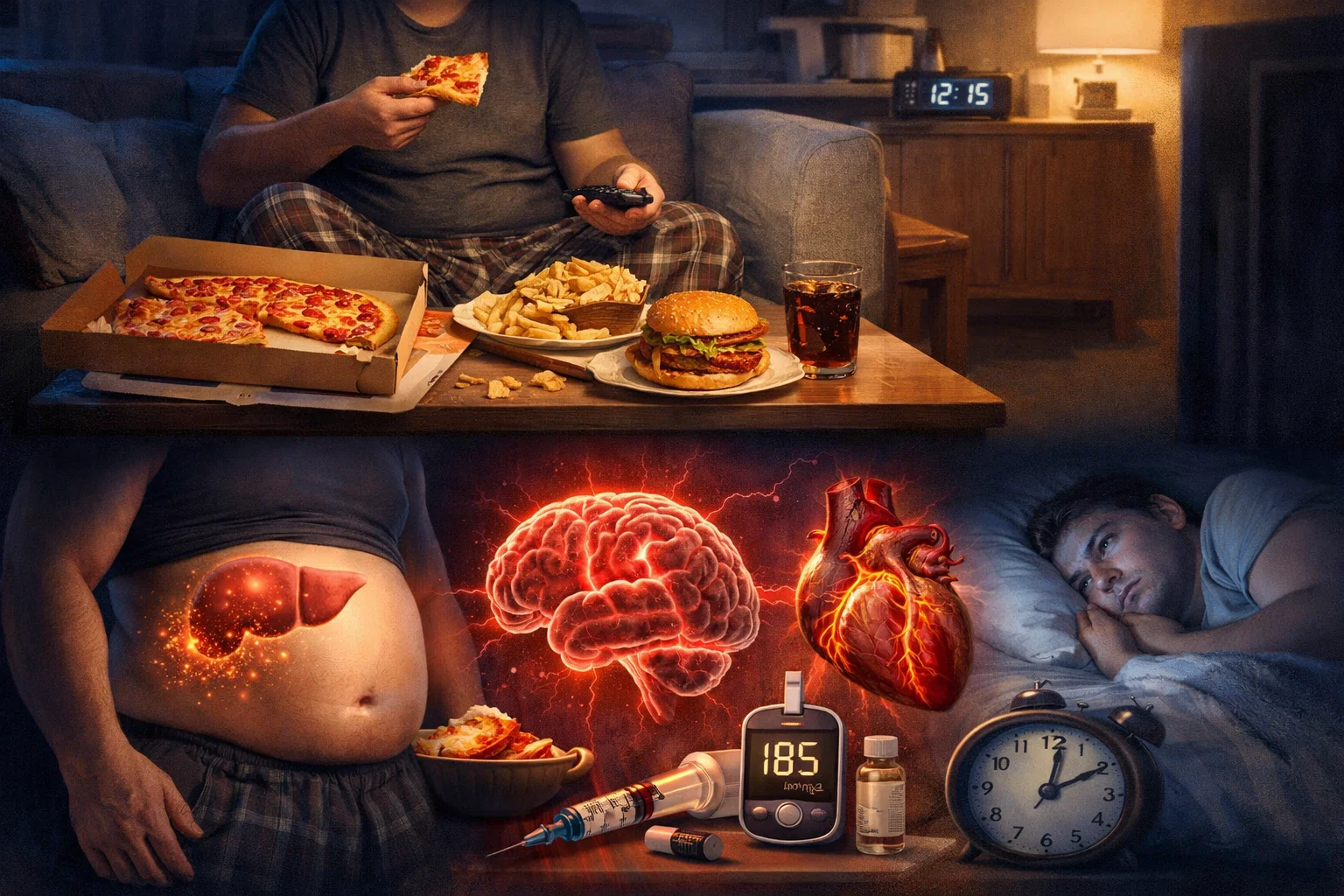 How Eating Time Affects Fat Loss: The Science Behind Chrono-Nutrition Explained 7 The Hidden Impact of Late Night Eating How Eating Time Affects Fat Loss: The Science Behind Chrono-Nutrition Explained - 7 Eating Time Affects Fat Loss