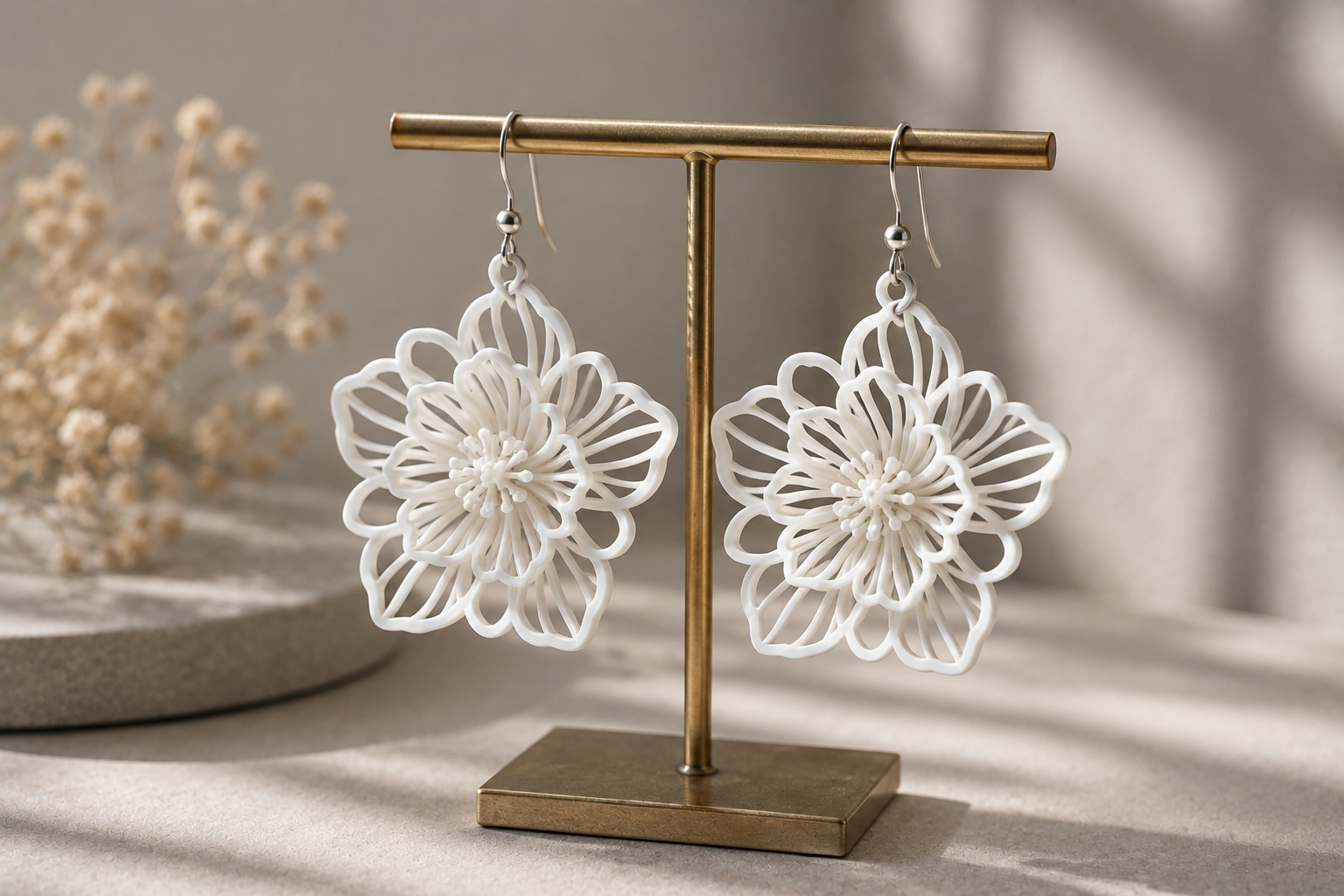 15 Coolest 3D Printed Jewelry Designs 11 3D Printed Flower Earrings 15 Coolest 3D Printed Jewelry Designs - 11