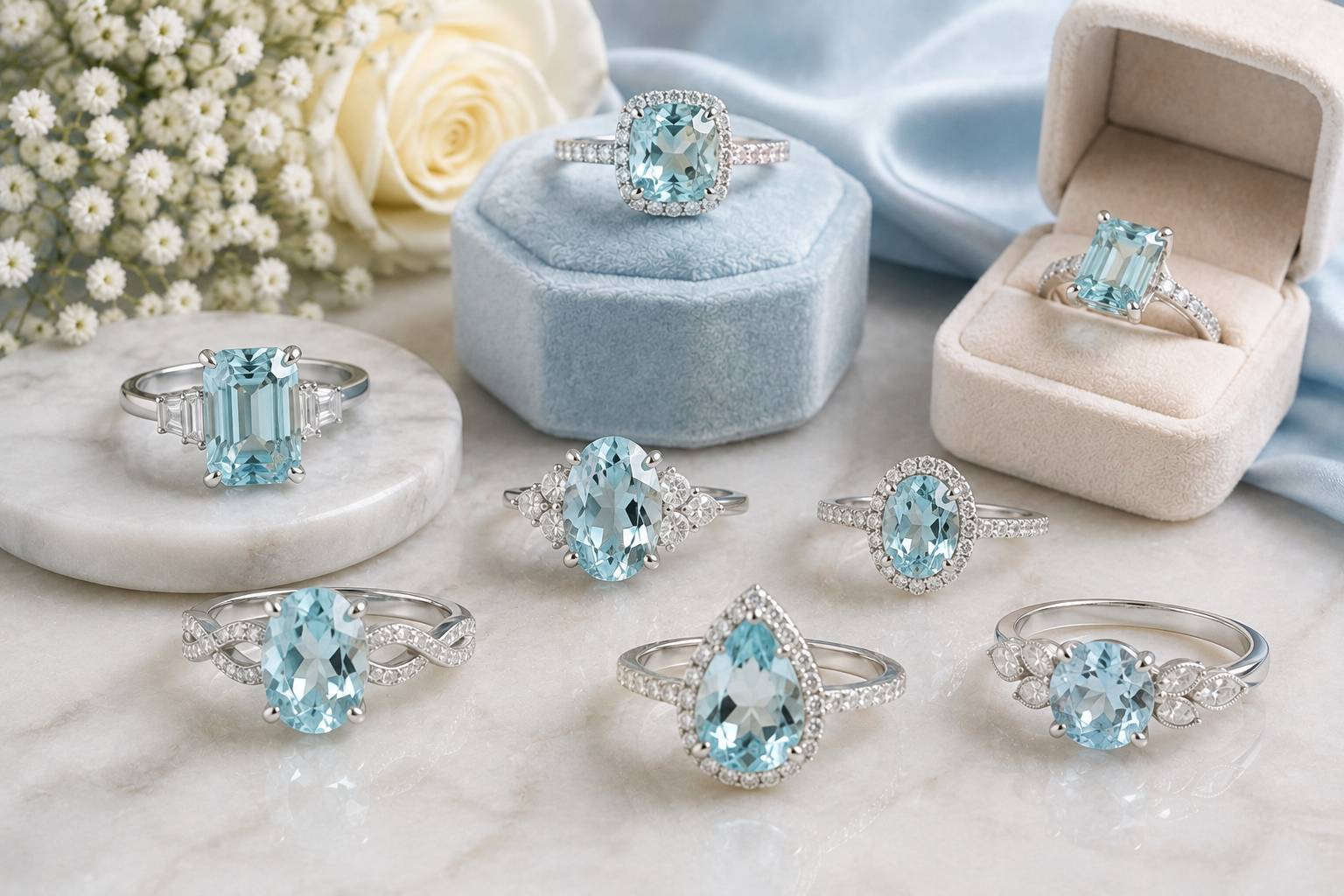 Top 10 Non-Diamond Engagement Ring Types for a More Unique Proposal 9 Aquamarine Engagement Rings 1 Top 10 Non-Diamond Engagement Ring Types for a More Unique Proposal - 9