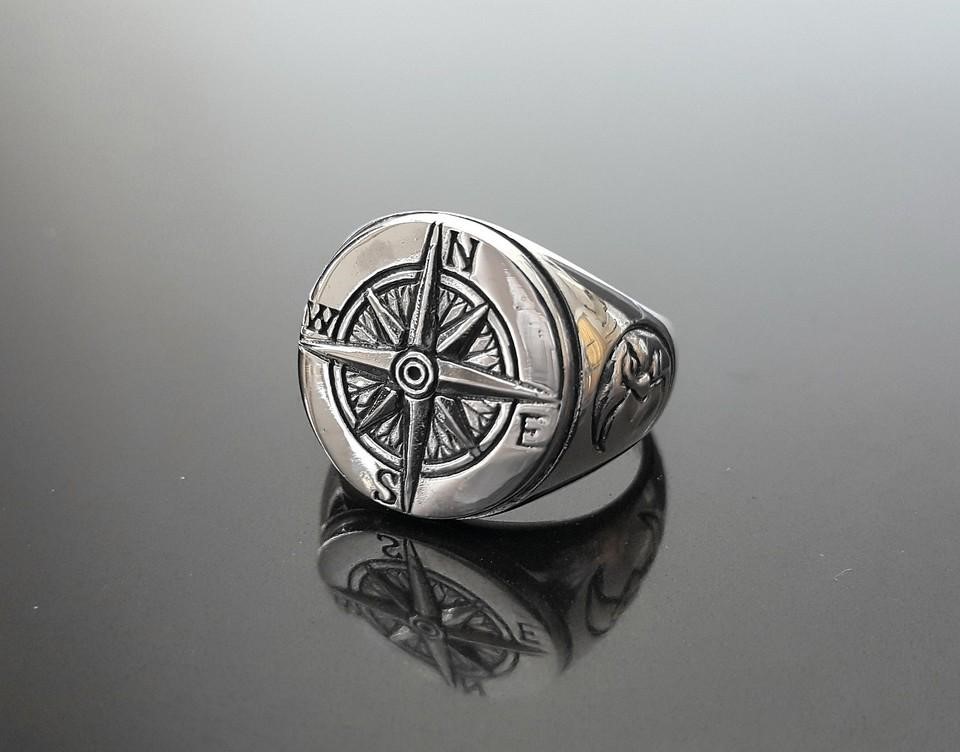 Compass Sterling Silver Ring 15 Awesome Mens Sterling Silver Rings - 15