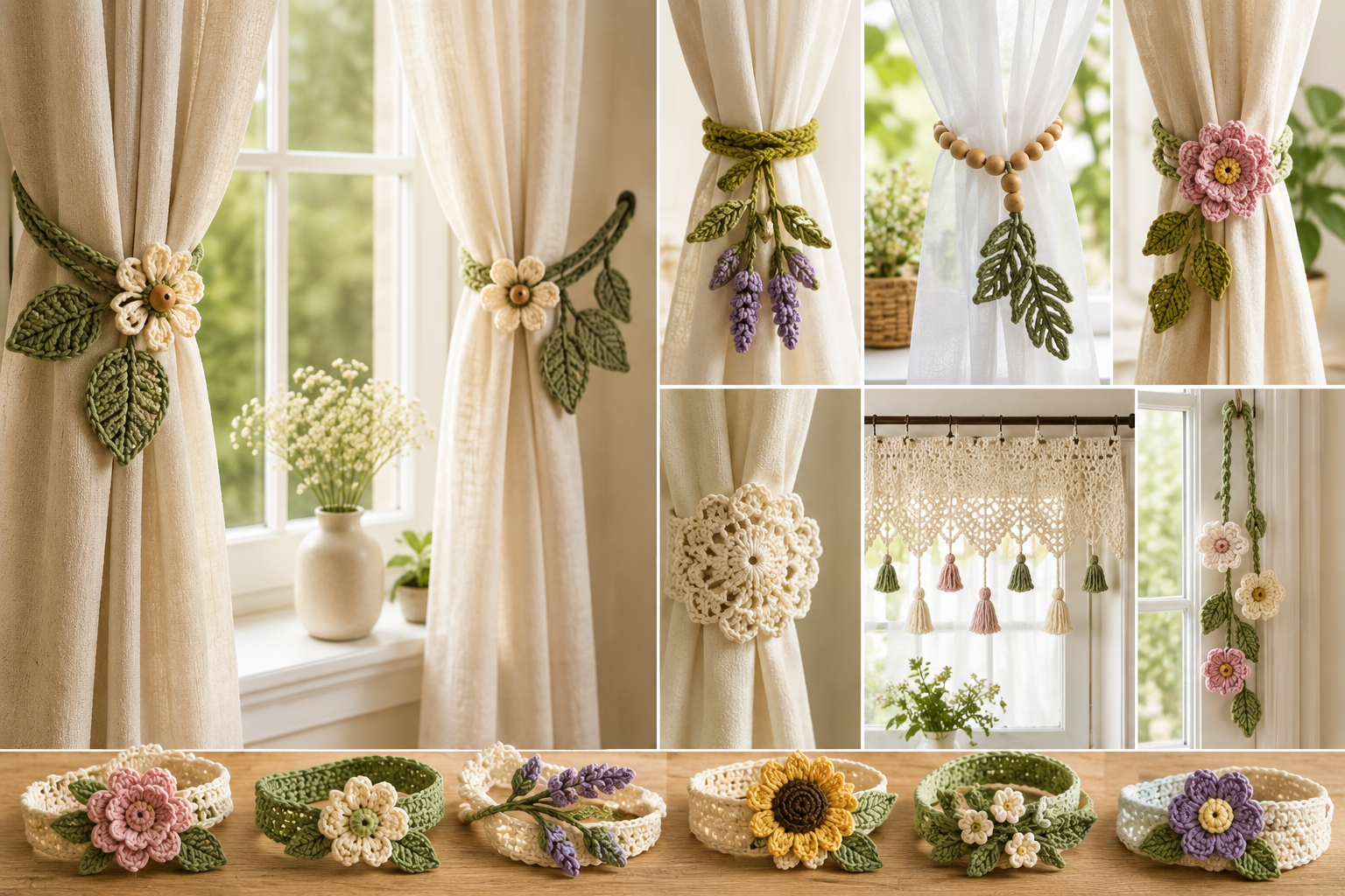 Stunning Crochet Patterns To Decorate Your Home & Make Accessories 14 Crochet Curtain Tiebacks and Window Accents Stunning Crochet Patterns To Decorate Your Home & Make Accessories - 14 crochet patterns