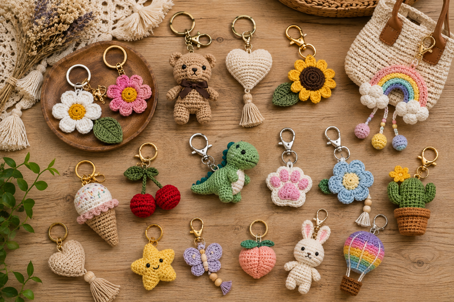 Stunning Crochet Patterns To Decorate Your Home & Make Accessories 21 Crochet Keychains and Bag Charms Stunning Crochet Patterns To Decorate Your Home & Make Accessories - 21 crochet patterns