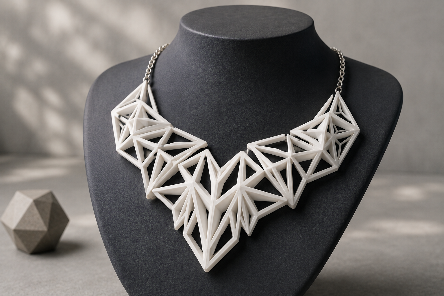 15 Coolest 3D Printed Jewelry Designs 5 Geometric 3D Printed Statement Necklace 15 Coolest 3D Printed Jewelry Designs - 5