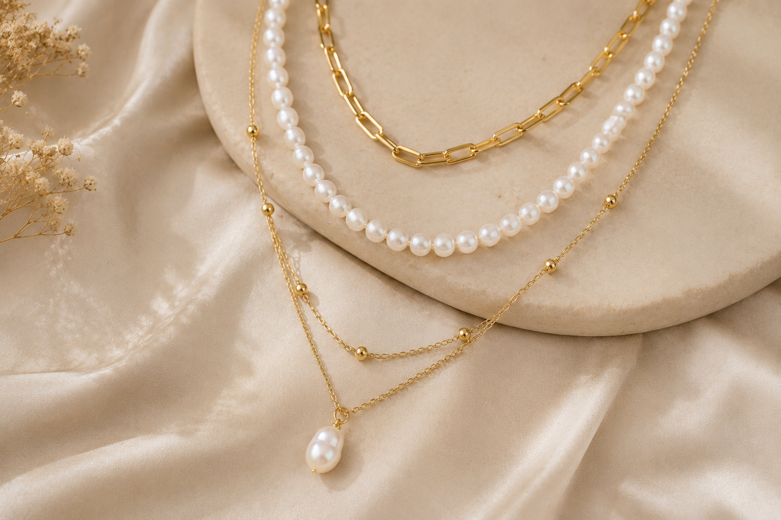 Top 16 Pearl Gold Necklace Designs 7 Layered Pearl and Gold Necklace Top 16 Pearl Gold Necklace Designs - 7