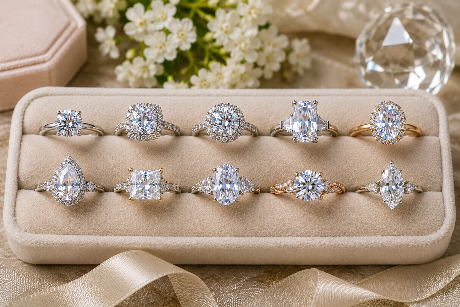Top 10 Non-Diamond Engagement Ring Types for a More Unique Proposal 8 Moissanite Engagement Rings 1 Top 10 Non-Diamond Engagement Ring Types for a More Unique Proposal - 8