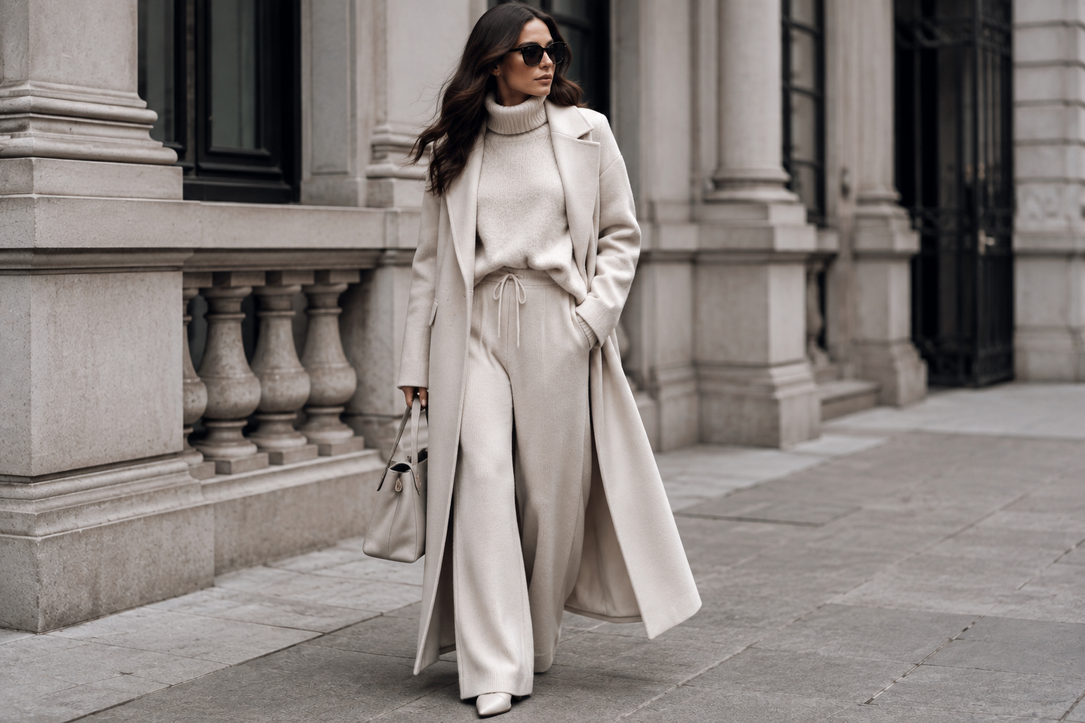 Monochrome Knit Set with a Long Winter Coat 7 Casual Winter Outfits for Elegant Ladies in 2027 - 8