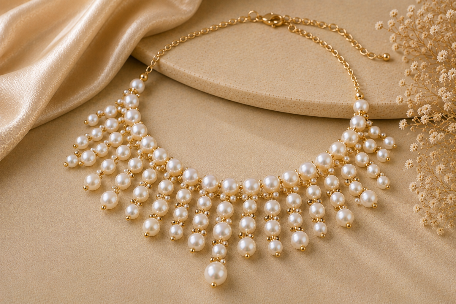 Top 16 Pearl Gold Necklace Designs 19 Pearl Bib Gold Necklace Top 16 Pearl Gold Necklace Designs - 19