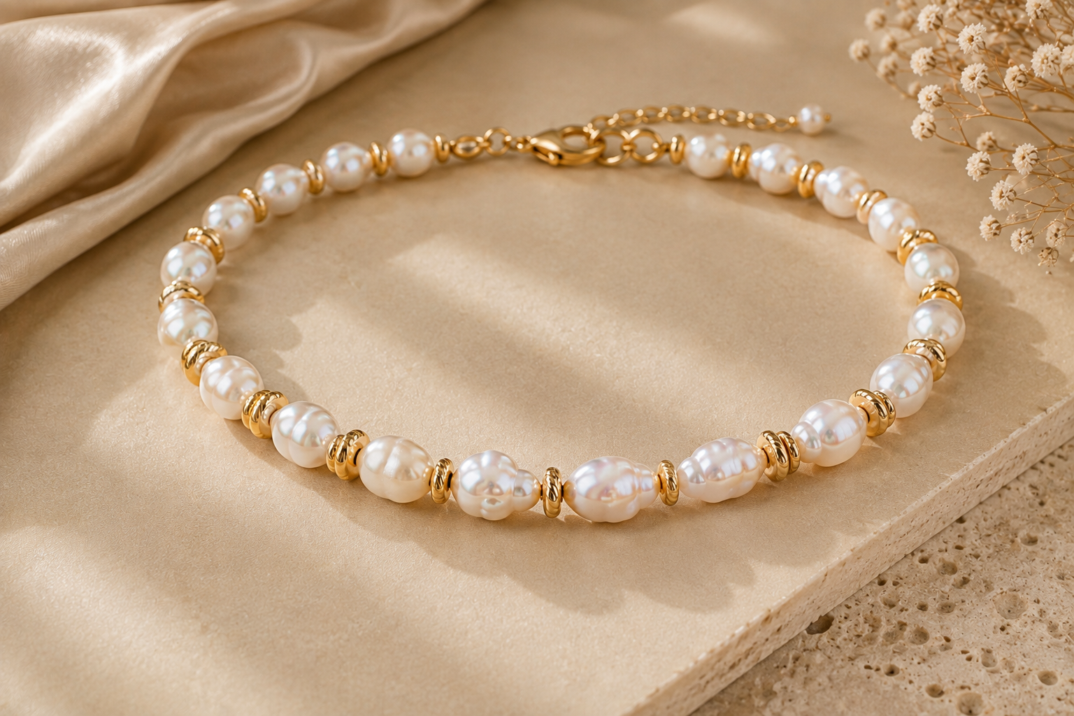 Top 16 Pearl Gold Necklace Designs 9 Pearl Choker with Gold Accents Top 16 Pearl Gold Necklace Designs - 9