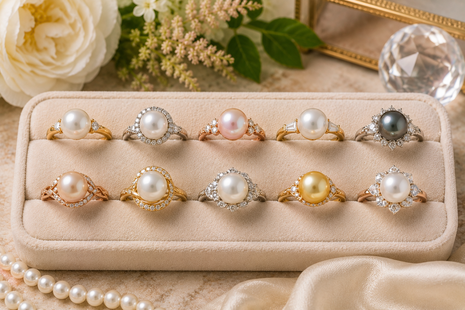 Top 10 Non-Diamond Engagement Ring Types for a More Unique Proposal 13 Pearl Engagement Rings 1 Top 10 Non-Diamond Engagement Ring Types for a More Unique Proposal - 13