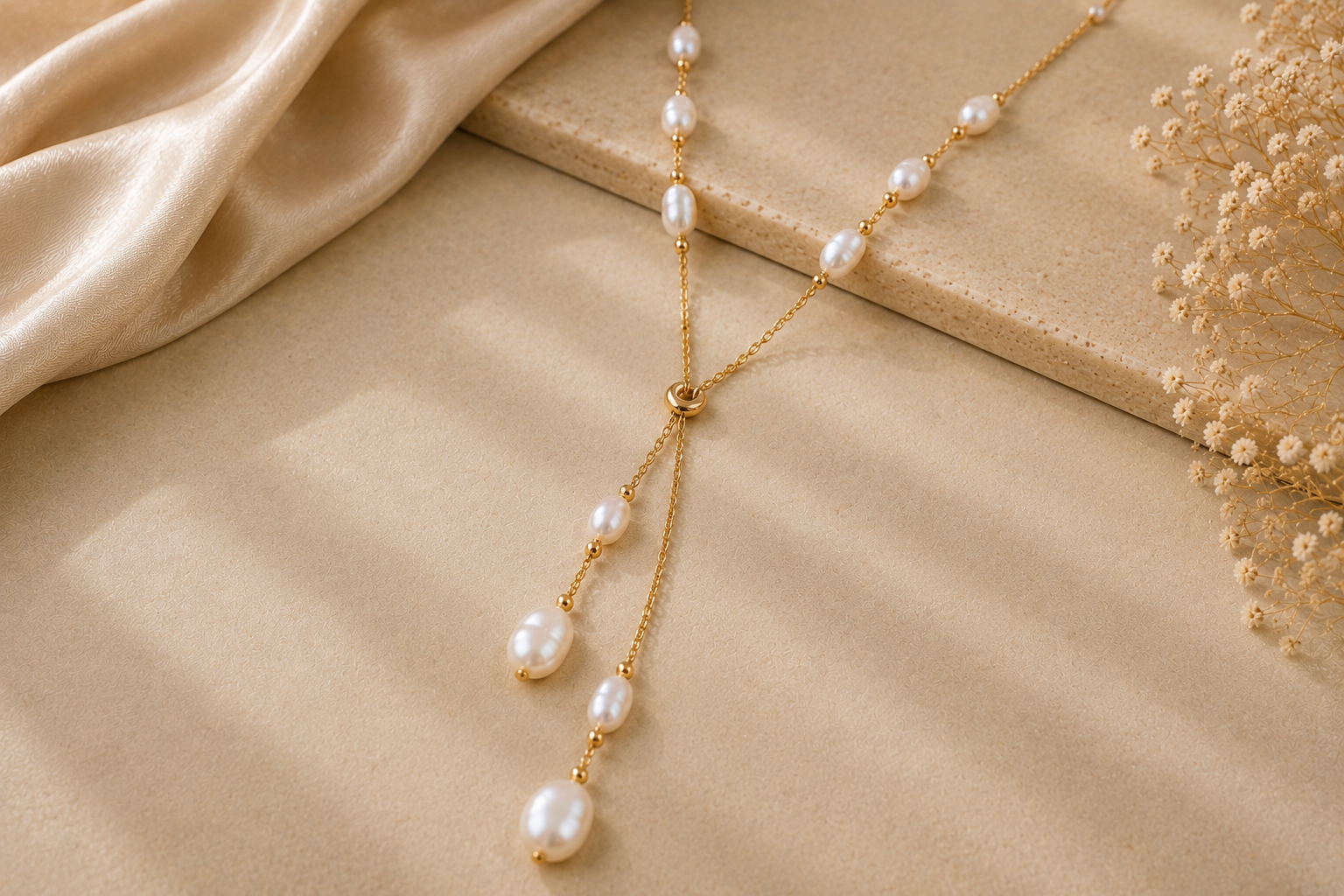 Top 16 Pearl Gold Necklace Designs 14 Pearl Lariat Gold Necklace Top 16 Pearl Gold Necklace Designs - 14