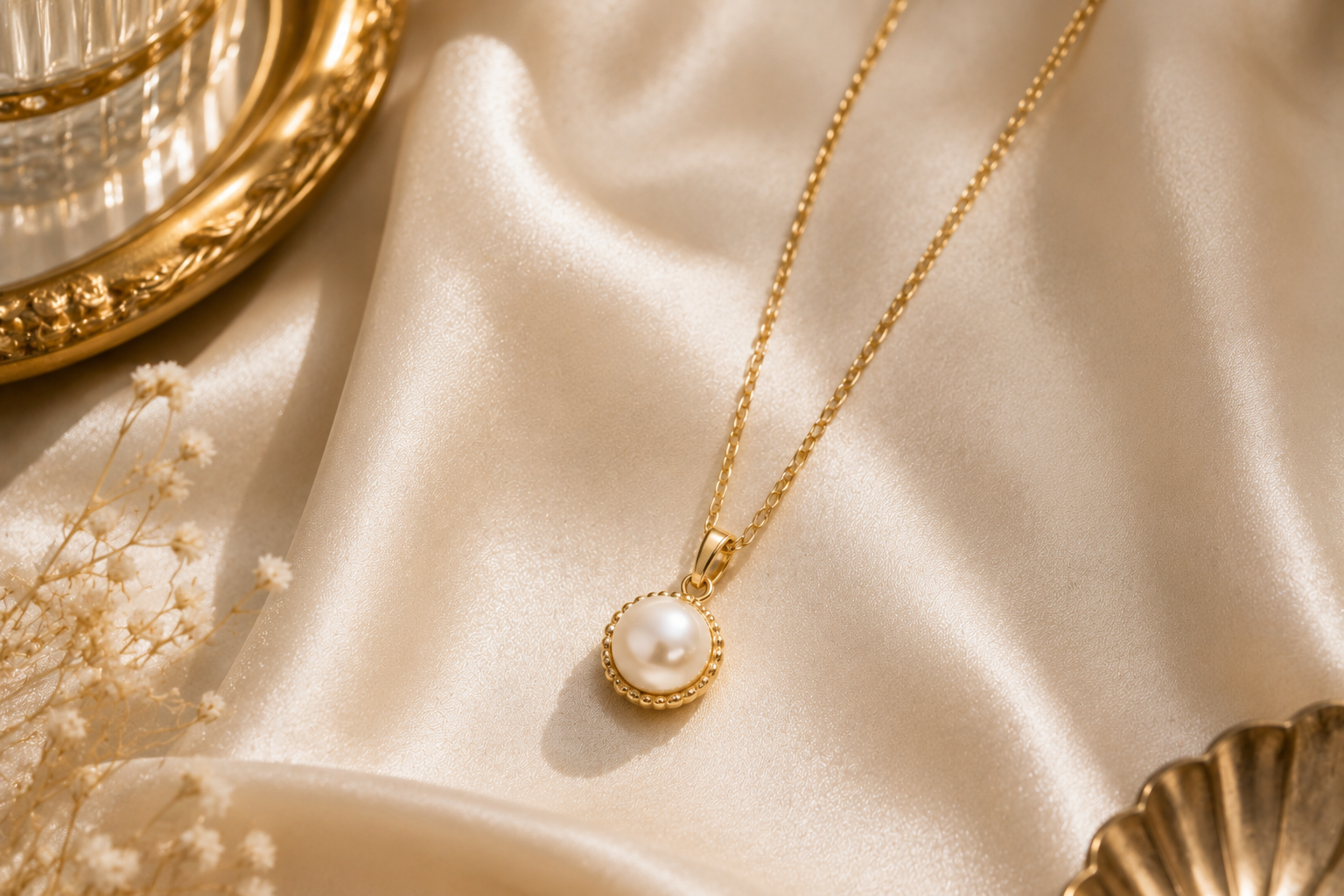 Top 16 Pearl Gold Necklace Designs 5 Single Pearl Gold Pendant Necklace Top 16 Pearl Gold Necklace Designs - 5