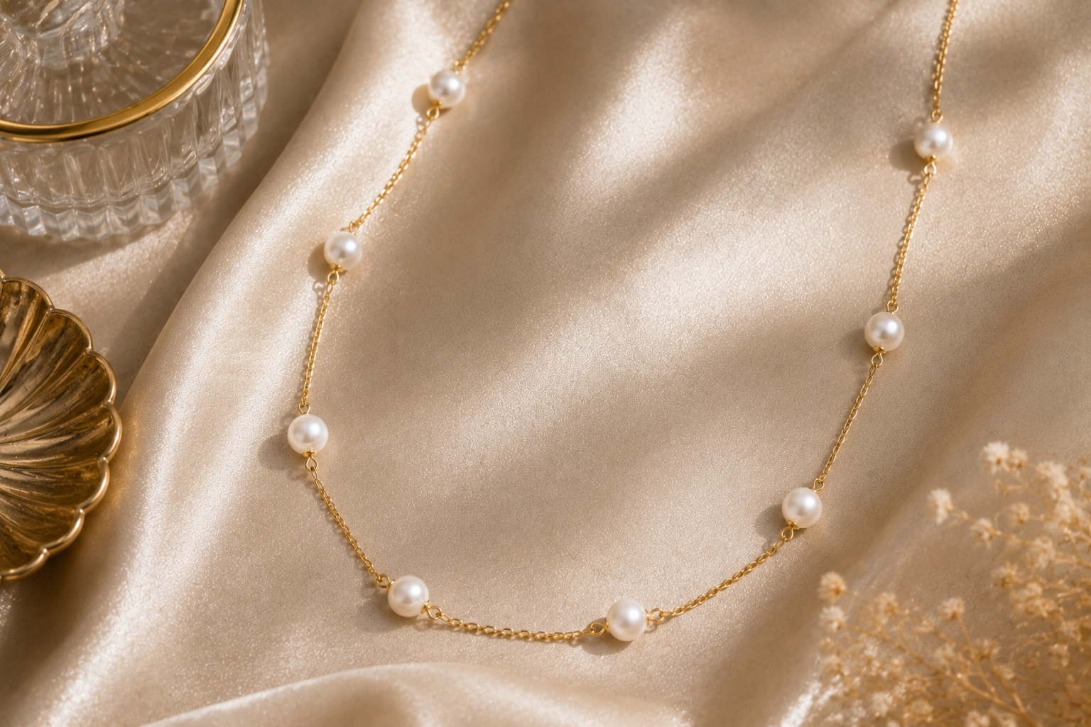 Top 16 Pearl Gold Necklace Designs 8 Station Pearl Gold Chain Necklace Top 16 Pearl Gold Necklace Designs - 8